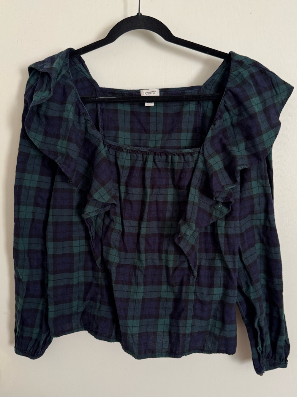 J.Crew Plaid Flannel Ruffled Blouse